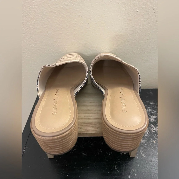 Gibson Latimer Goat Leather Snake Print Slip-On Mules Block Heel Office Chic 6.5 - Picture 7 of 9
